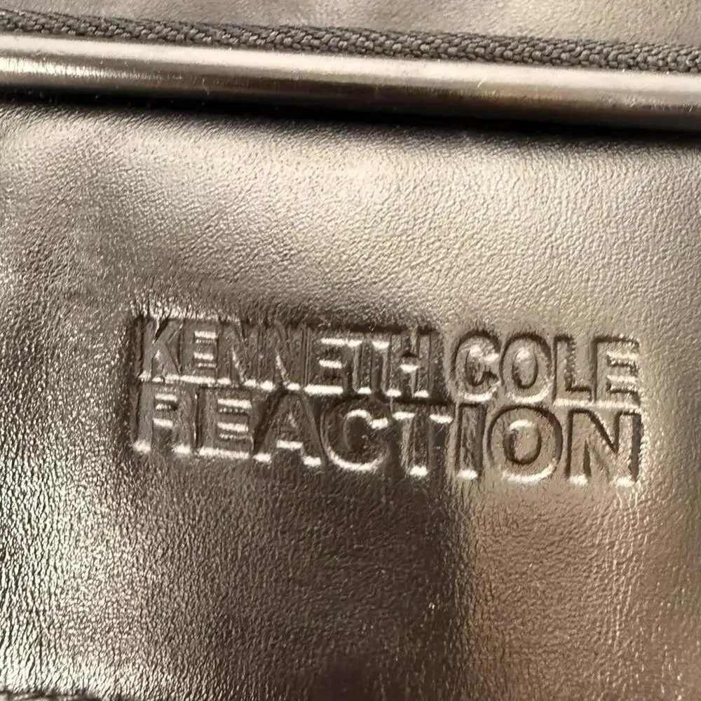 Kenneth Cole Reaction Black Leather Briefcase Laptop Messenger Bag Mens Womens